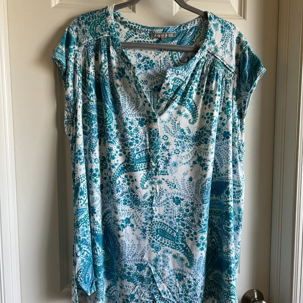 Daniel Rainn Rayli Split Neck Blouse - Turquoise … - image 5